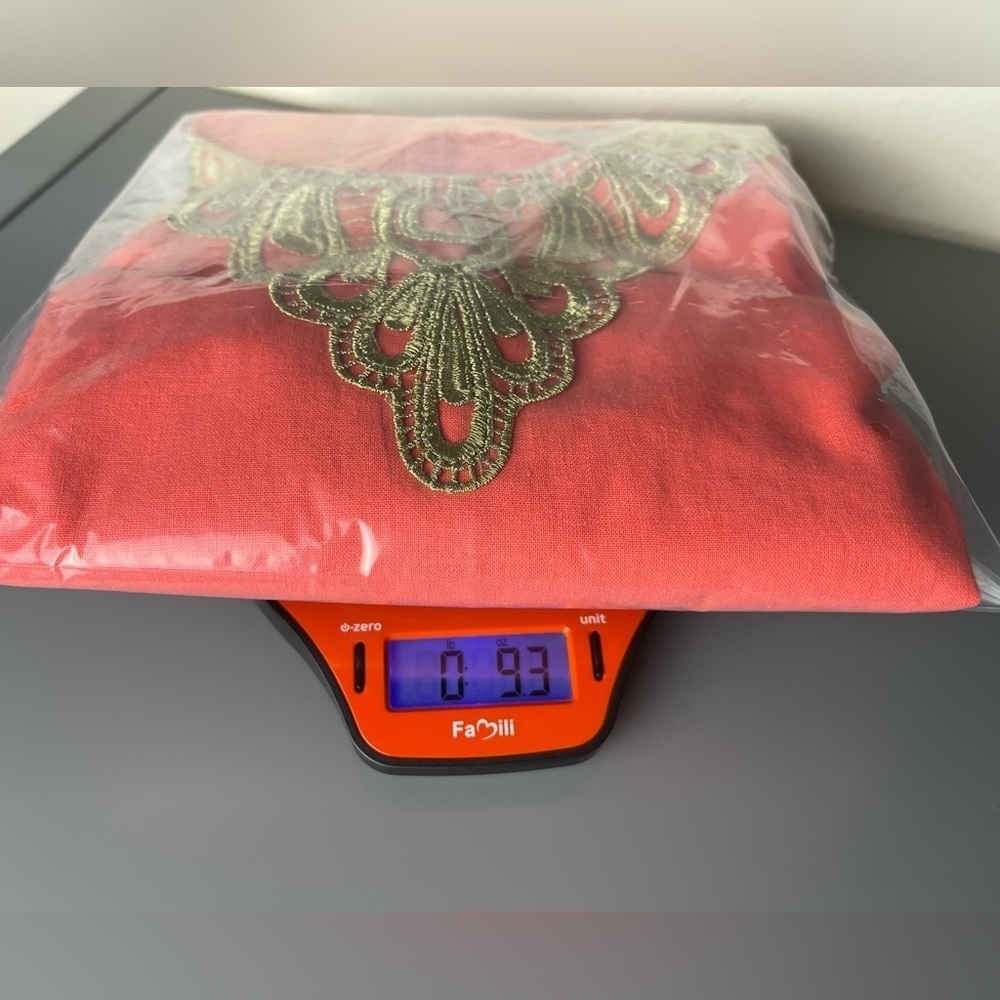 J Howard Womens Size 12P Orange Dress Gold Applique Linen Blend Lined Sleeveless - Picture 14 of 14